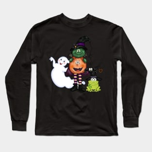 Ghost Witch Frog Jack O'Lantern Long Sleeve T-Shirt